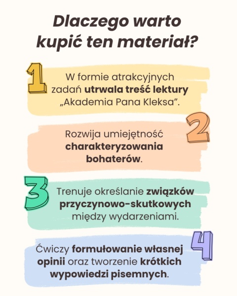 "Akademia Pana Kleksa" - karty pracy do omawiania lektury