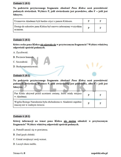 "Akademia Pana Kleksa" - próbny egzamin ósmoklasisty "Akademia Pana Kleksa" - próbny egzamin ósmoklasisty