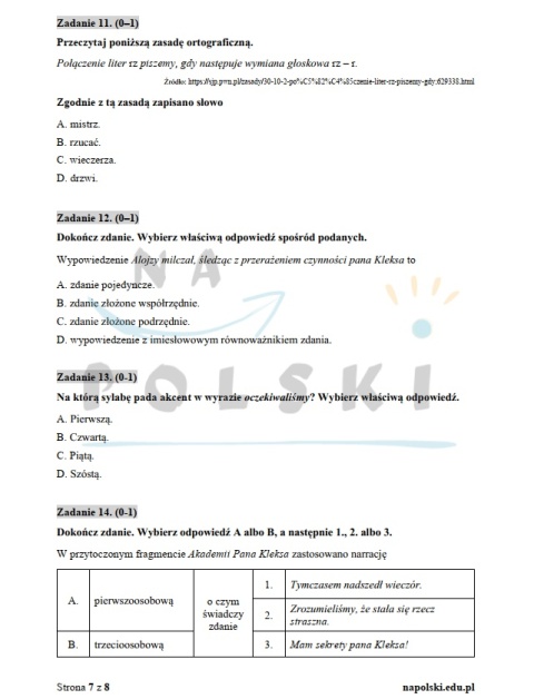 "Akademia Pana Kleksa" - próbny egzamin ósmoklasisty "Akademia Pana Kleksa" - próbny egzamin ósmoklasisty
