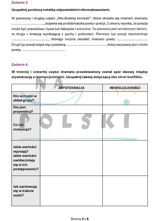 "Nie-Boska komedia" - sprawdzian ze znajomości lektury | Na Polski