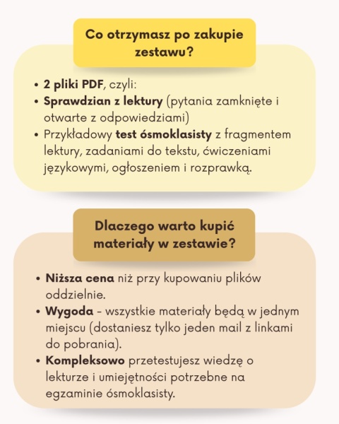 "Chłopcy z Placu Broni" - zestaw materiałów edukacyjnych (sprawdzian i próbny egzamin)