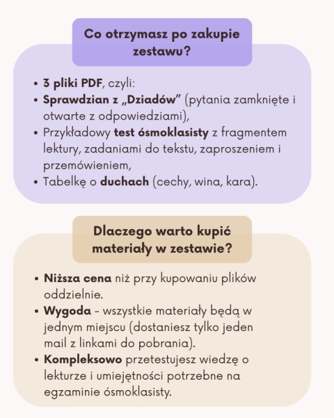 "Dziady" cz. II - materiały edukacyjne do omawiania lektury