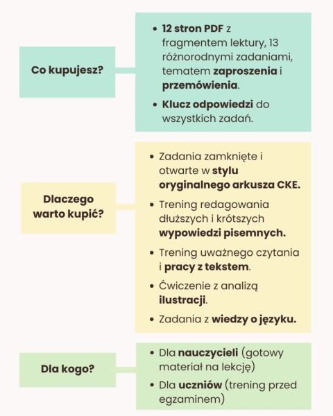 "Dziady" cz. II - próbny egzamin ósmoklasisty z zaproszeniem i tematem przemówienia