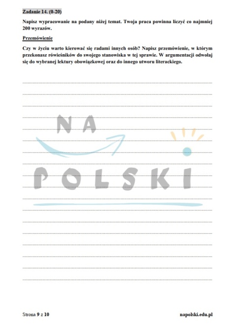 "Kamienie na szaniec" - próbny egzamin ósmoklasisty z ogłoszeniem i tematem przemówienia