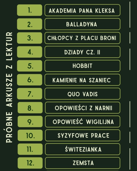 Komplet 12 arkuszy egzaminu ósmoklasisty