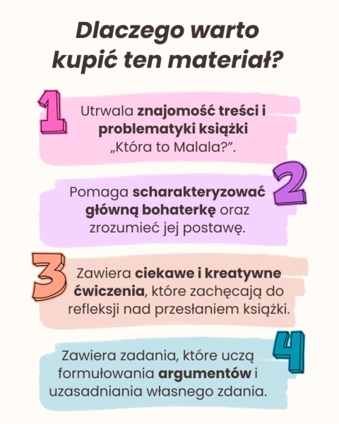 "Która to Malala?" - karty pracy do lektury