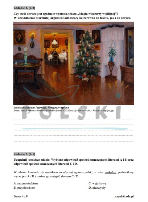 "Magia wieczerzy wigilijnej" - czytanie ze zrozumieniem