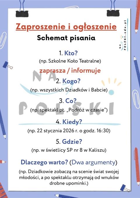 Ogłoszenie i zaproszenie - schemat, zasady pisania