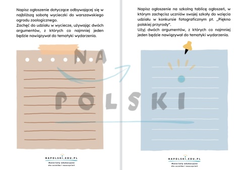 Ogłoszenie na egzaminie ósmoklasisty - przykładowe tematy, ćwiczenia redakcyjne Ogłoszenie na egzaminie ósmoklasisty - przykładowe tematy, ćwiczenia redakcyjne