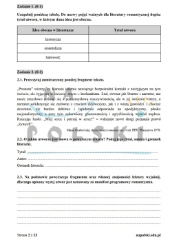 Romantyzm - test historycznoliteracki, wersja poszerzona
