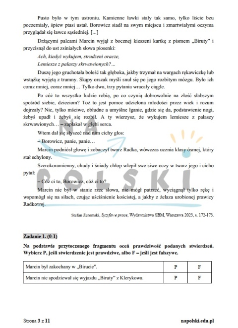 "Syzyfowe prace" - próbny egzamin ósmoklasisty z zaproszeniem i tematem rozprawki