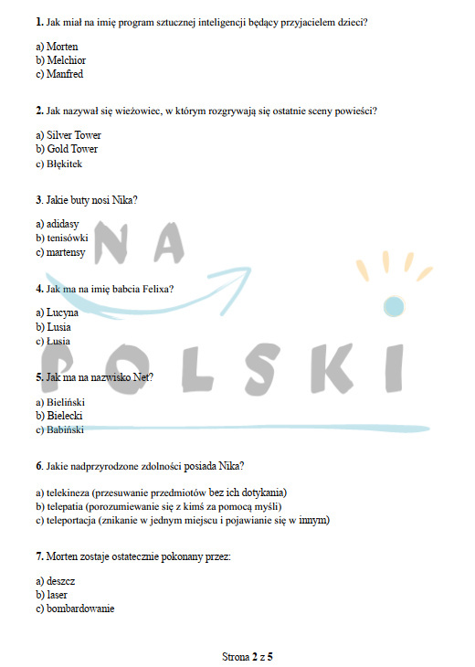 Felix Net I Nika Oraz Gang Niewidzialnych Ludzi Test Pdf "Felix, Net i Nika oraz Gang Niewidzialnych Ludzi" - test znajomości