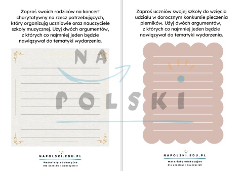 Zaproszenie na egzaminie ósmoklasisty - przykładowe tematy, ćwiczenia redakcyjne
