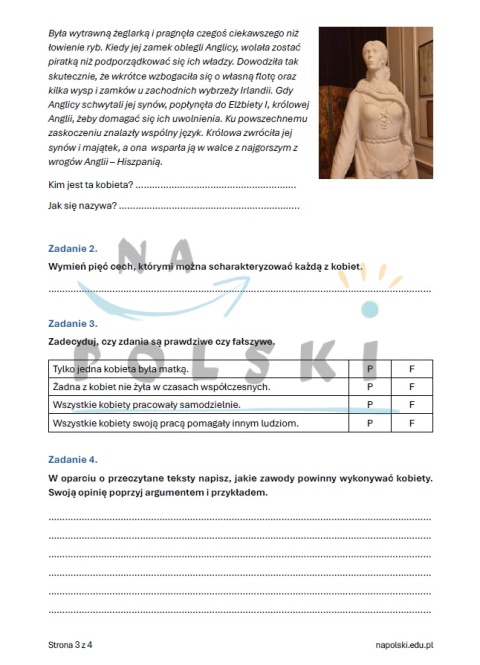 Karty pracy na Dzień Kobiet